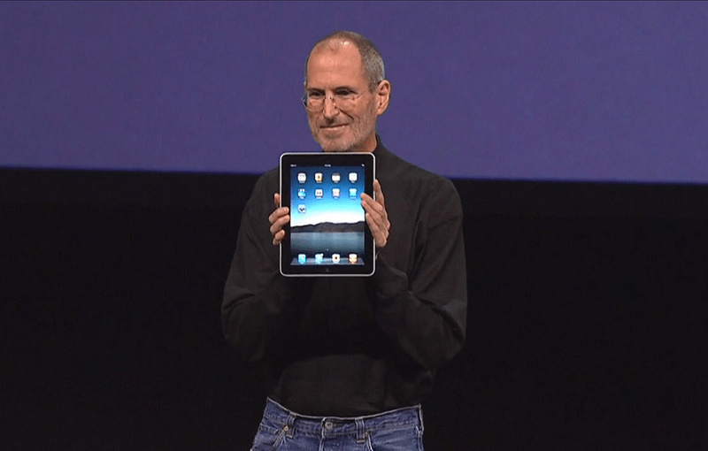 Steve Jobs en la Presentación de un iPad